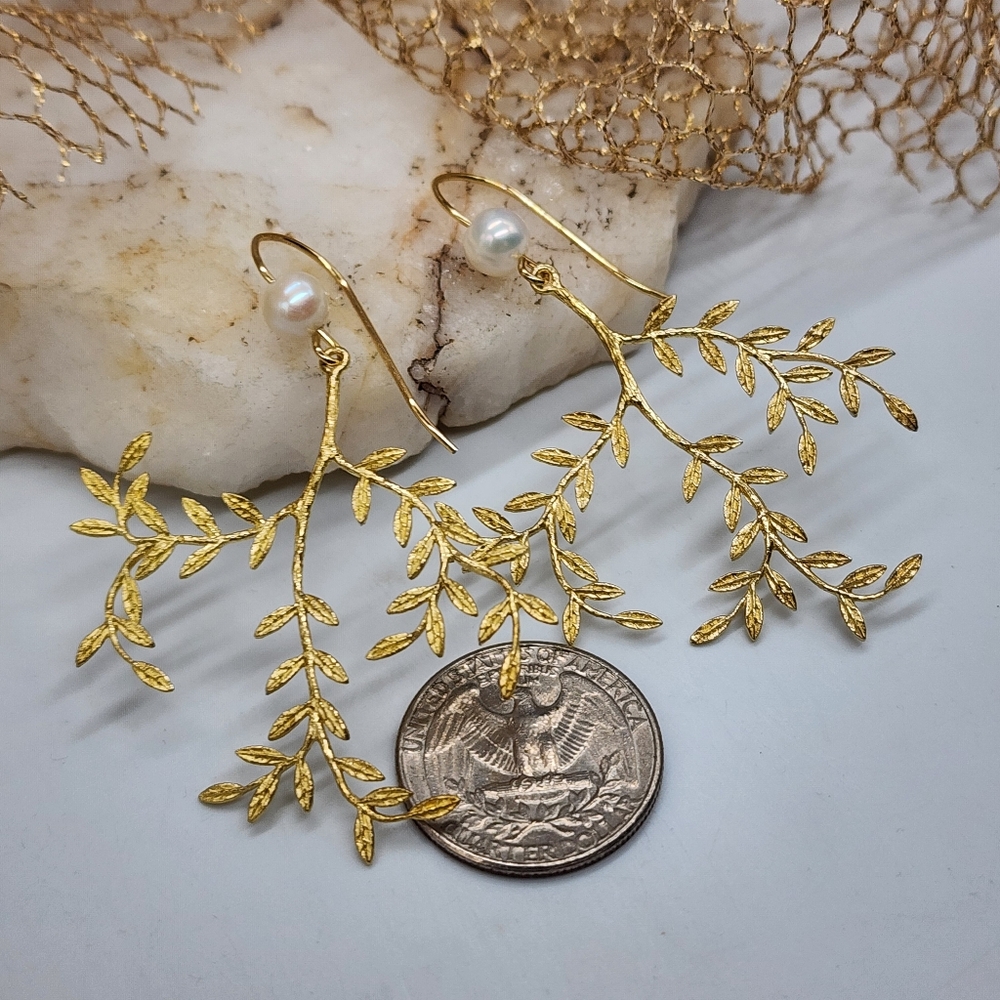 Johnny Was Jewelry Floral Lightweight Earrings 18K Gold plated Real Pearl - Picture 7 of 11
